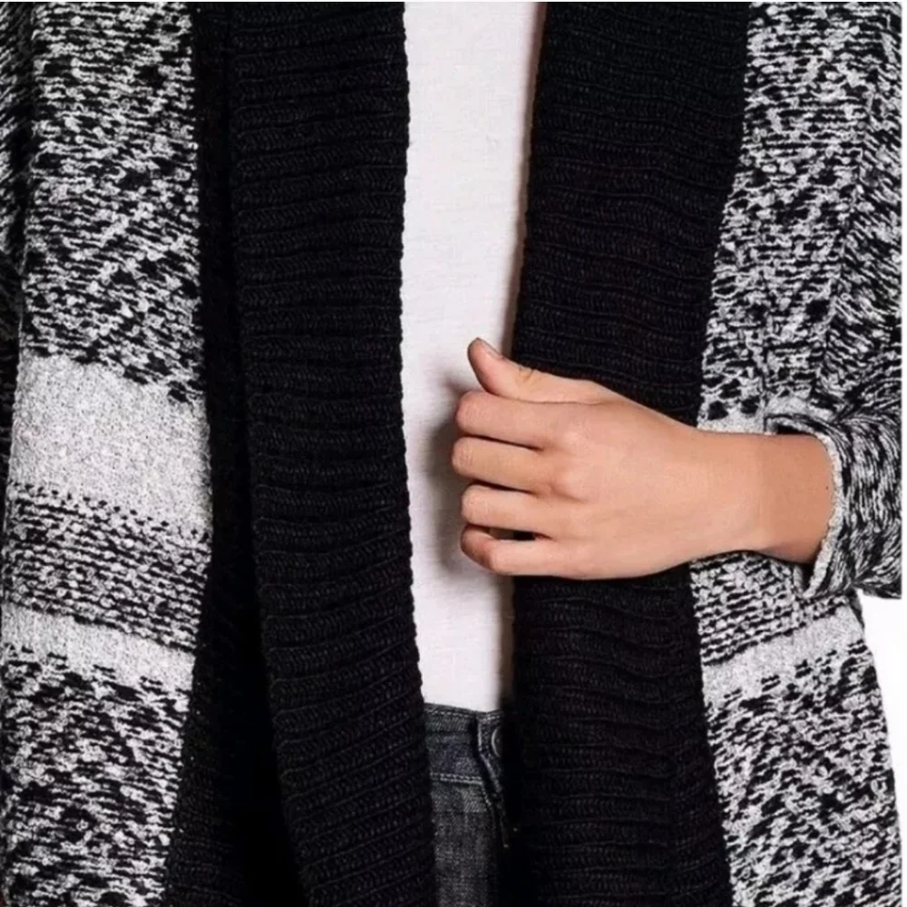NWT John + Jenn Cardigan Open Knit Sweater Coat Shawl Collar Fits Like XL/1X
